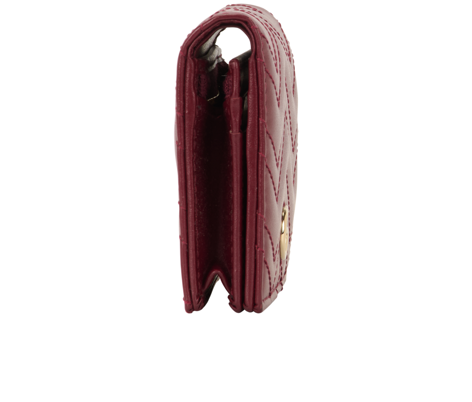 Gucci GG Marmont Card Case Wallet, &pound;220, Accessories, Burgundy, Leather, Side view